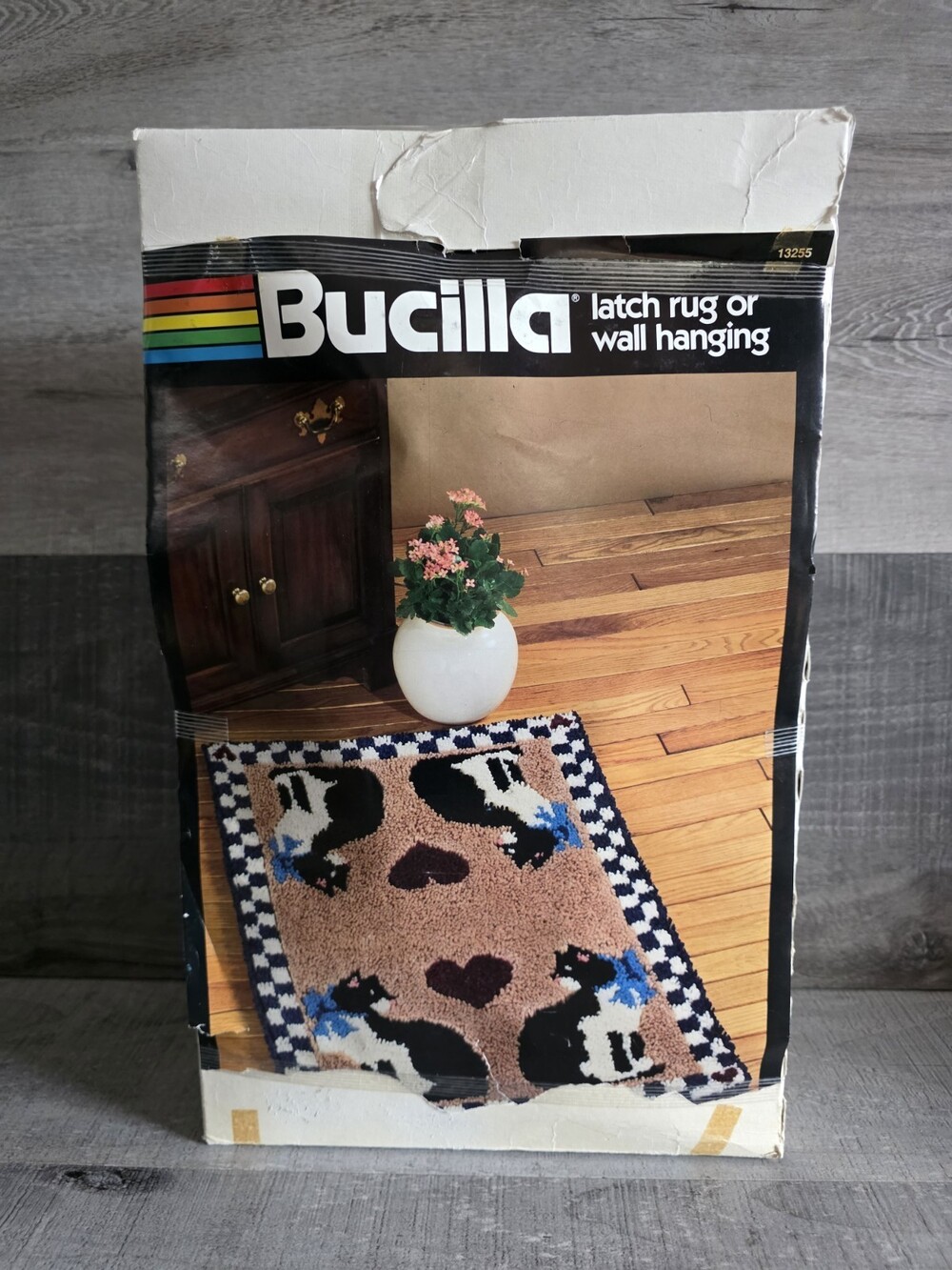 New Bucilla Latch Hook Rug Wall Hanging Country Cats 13255 Kit 24 X 36" G33